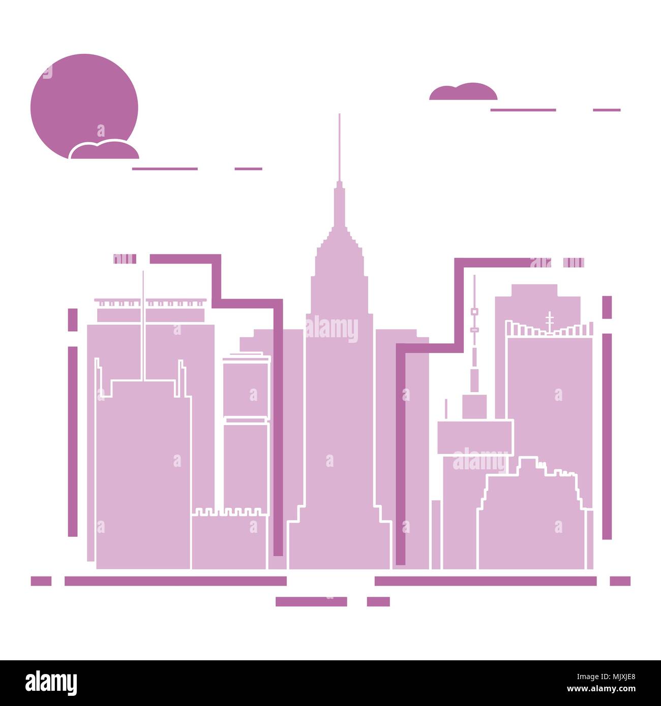 Edificio e grattacieli. La vista della citta'. Architettura. Viaggi e tempo libero. Illustrazione Vettoriale