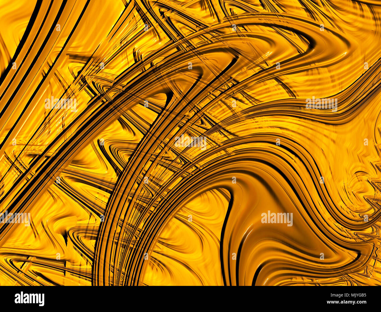 Abstract fractal textured fondo oro con più linee curve Foto Stock