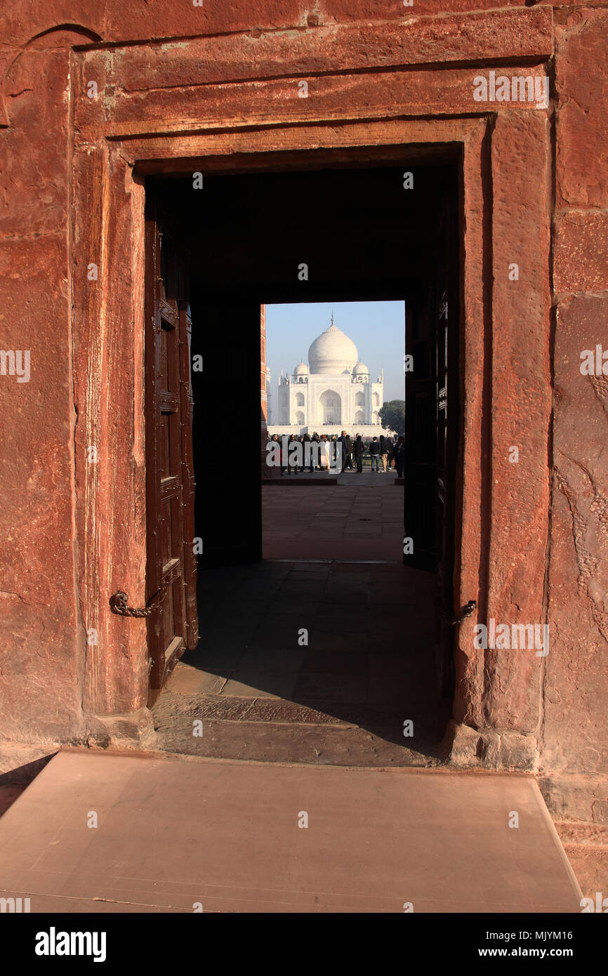 Uscire dal Taj Mahal sito Foto Stock