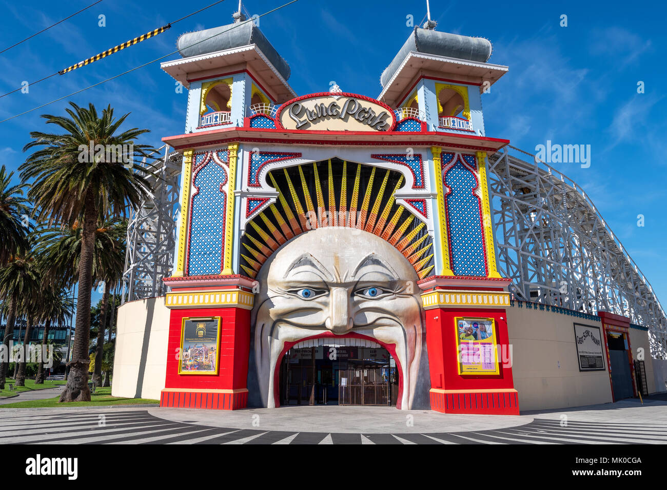 Ingresso al Luna Park divertimenti in St Kilda vicino a Melbourne in Australia Foto Stock