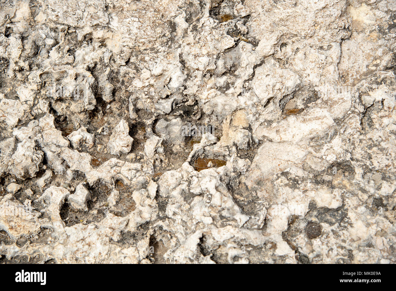 White grungy abstract sfondo con varie texture da una superficie rocciosa Foto Stock