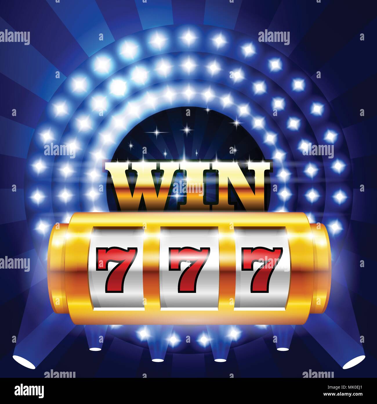 Jackpot - 777 su casino slot machine, grande vittoria e concetto di gioco d'azzardo Illustrazione Vettoriale