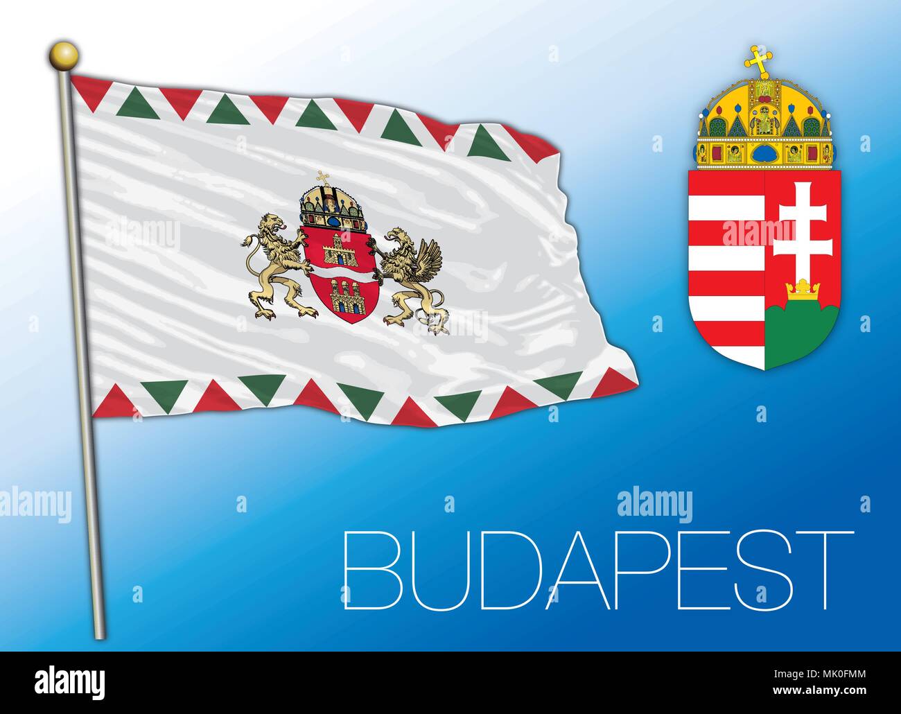 Bandiera di Budapest, Regione amministrativa, Ungheria Illustrazione Vettoriale