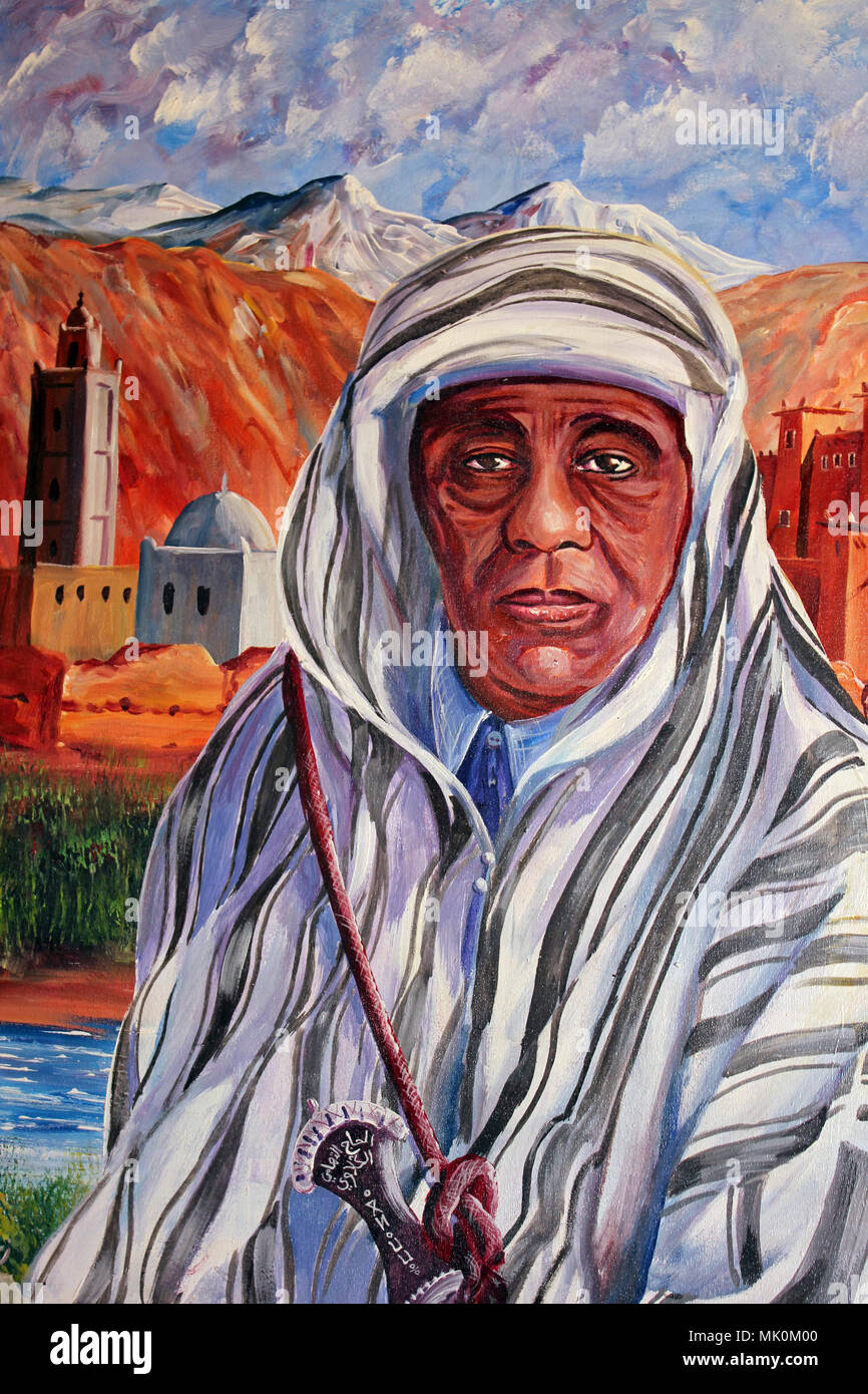 La pittura di uomo marocchino in Montagne Atlas Foto Stock