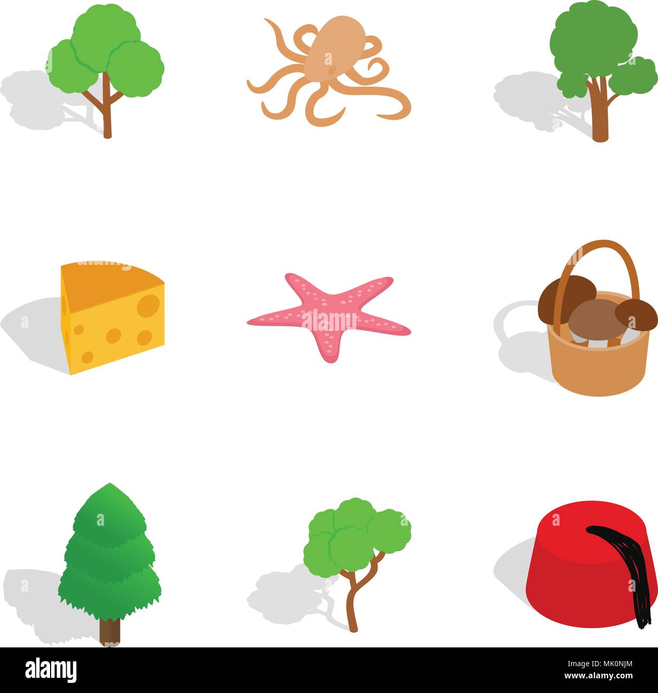 Il parco degli animali di set di icone, stile isometrico Illustrazione Vettoriale