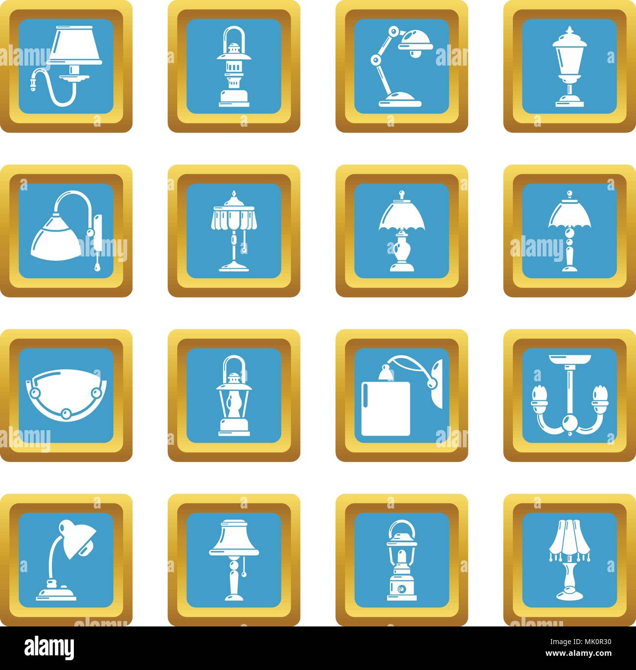 Lampada set di icone sapphirine vettore quadrato Illustrazione Vettoriale