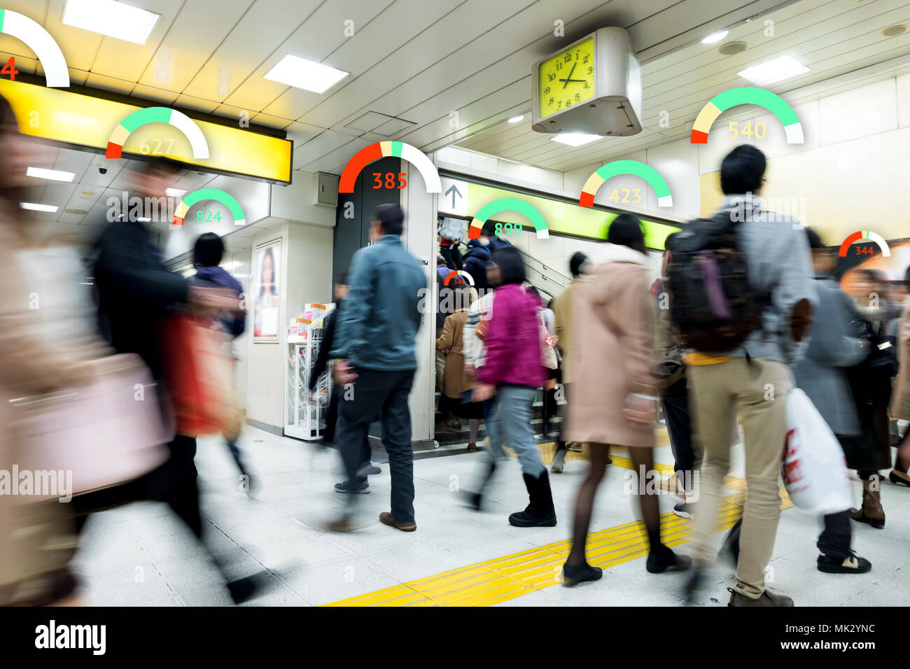 Sociali personali punteggio di credito. Machine Learning analytics a identificare le persone technology,l'intelligenza artificiale n. privacy sicurezza tecnologia fotografica conc Foto Stock