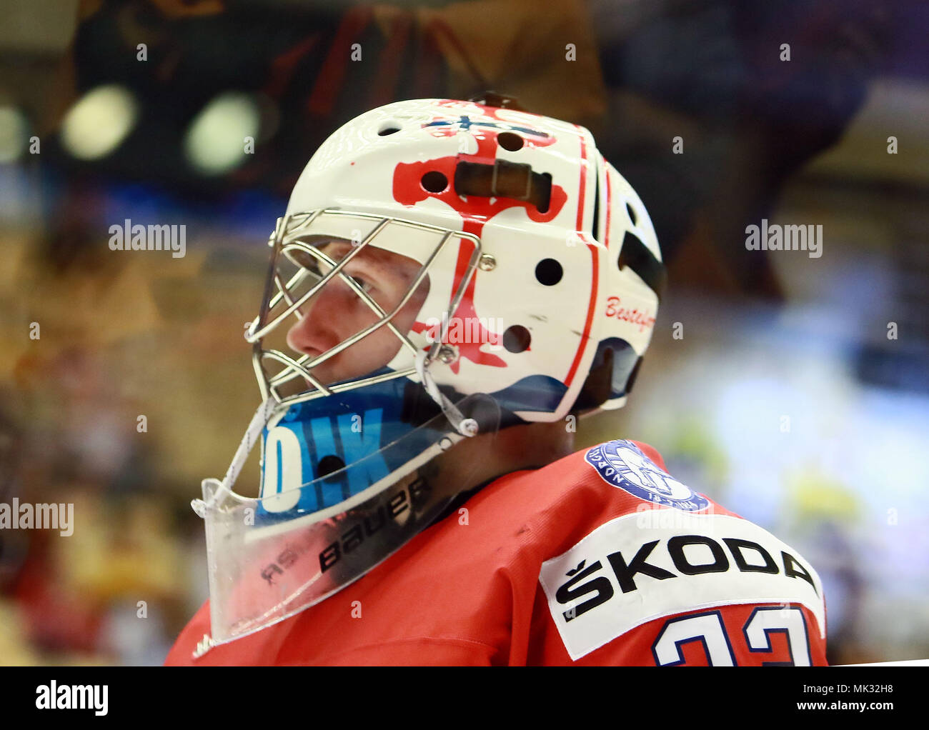 Herning, Danimarca. Il 6 maggio, 2018. Henrik HAUKELAND (Norvegia), .Maggio 06, 2018 Campionati del Mondo di disco su ghiaccio2018, vs Germania Norvegia, Jyske Bank Boxen, Herning/Danimarca, Credito: Wolfgang Fehrmann/ZUMA filo/Alamy Live News Foto Stock