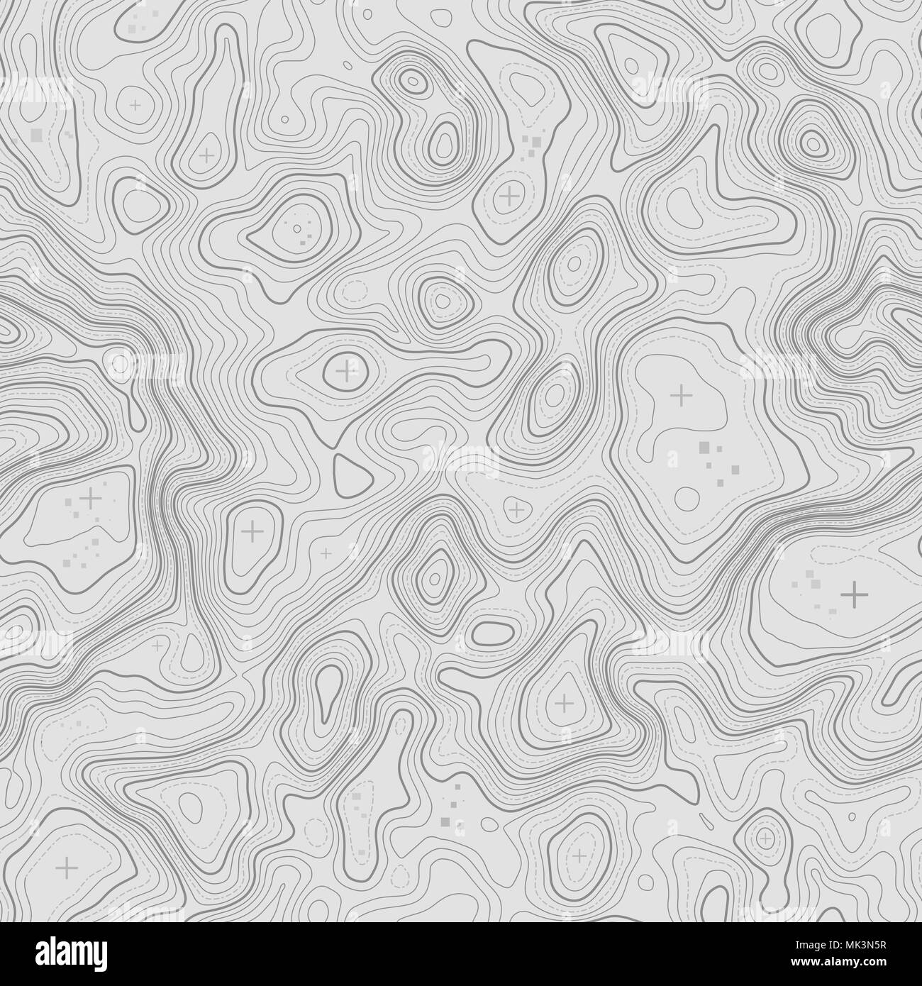 Modello senza giunture. Mappa topografica sfondo con spazio per la copia perfetta consistenza. Topografia della linea di contorno della mappa sfondo , griglia geografica . Percorso escursionistico di montagna sul terreno . Illustrazione Vettoriale