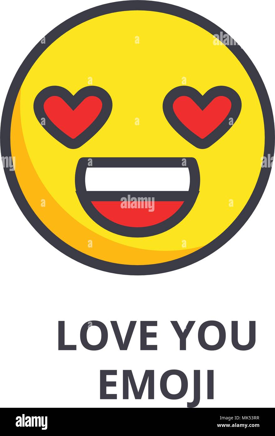 Ti amo gli Emoji linea del vettore icona, segno, illustrazione su sfondo, corse modificabile Illustrazione Vettoriale