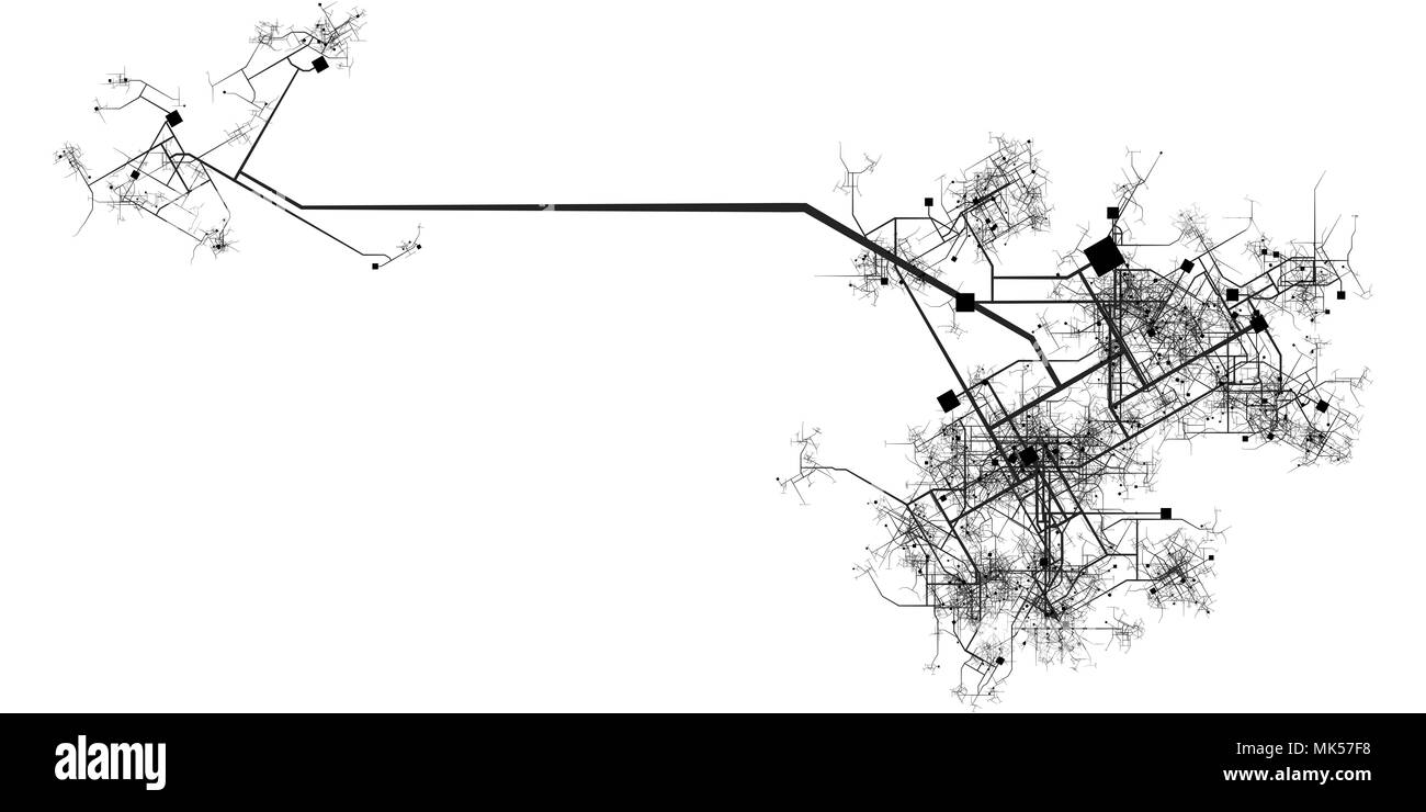 Città la progettazione di infrastrutture con strade ed edifici Foto Stock