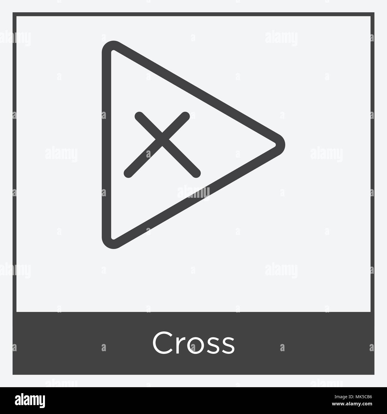 Icona a forma di croce isolati su sfondo bianco con telaio grigio, simbolo e segno Illustrazione Vettoriale