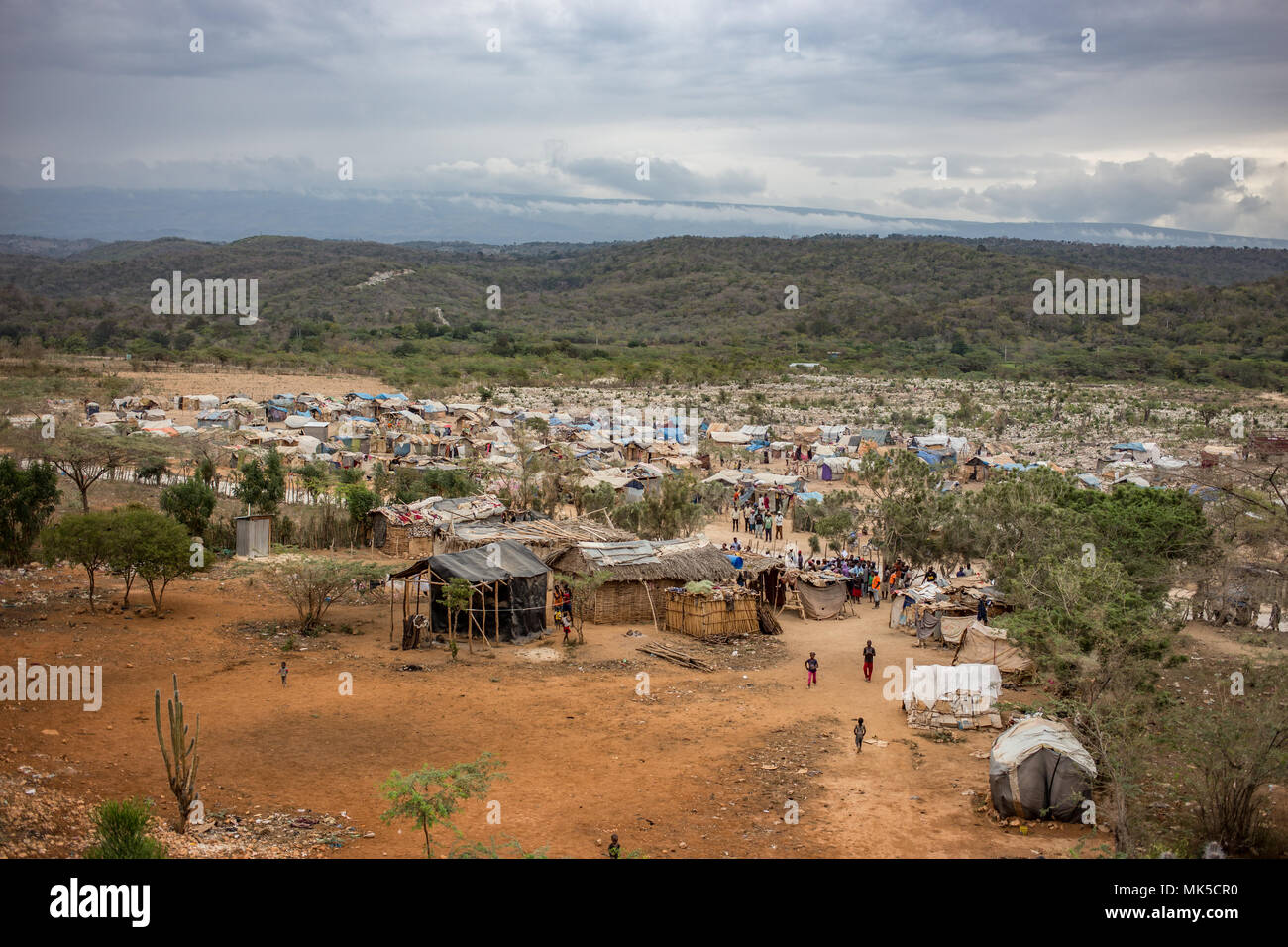 Refugee border camp in Haiti Foto Stock