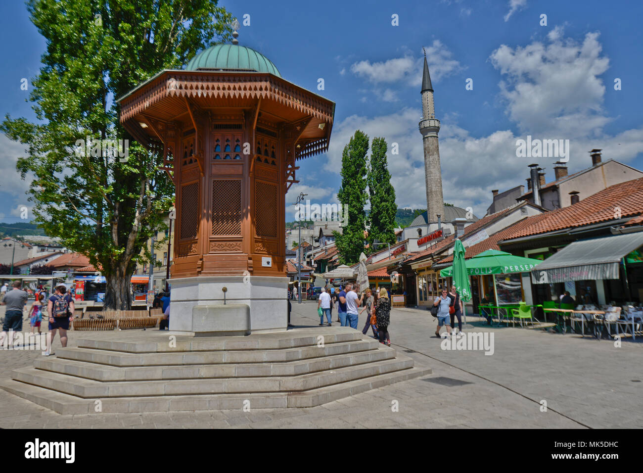 Fontana di Sebilj, città vecchia di Sarajevo, Bascarsija, Bosnia Foto Stock