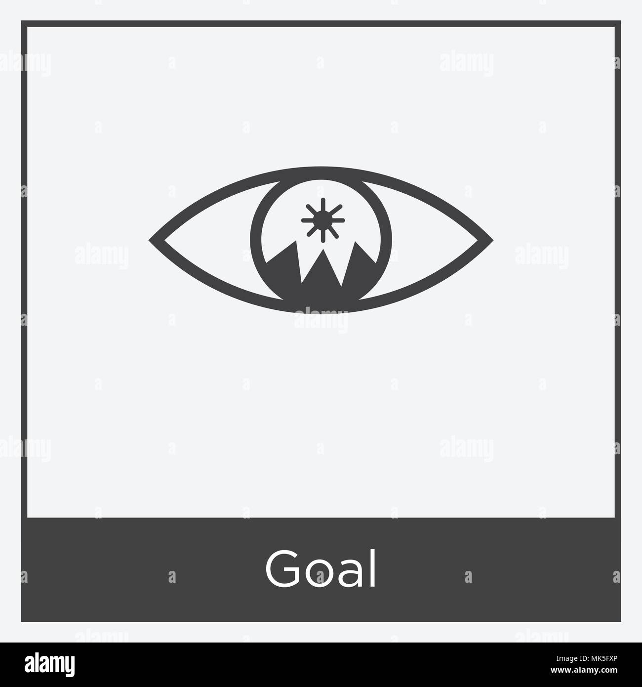 Goal Icona isolato su sfondo bianco con telaio grigio, simbolo e segno Illustrazione Vettoriale