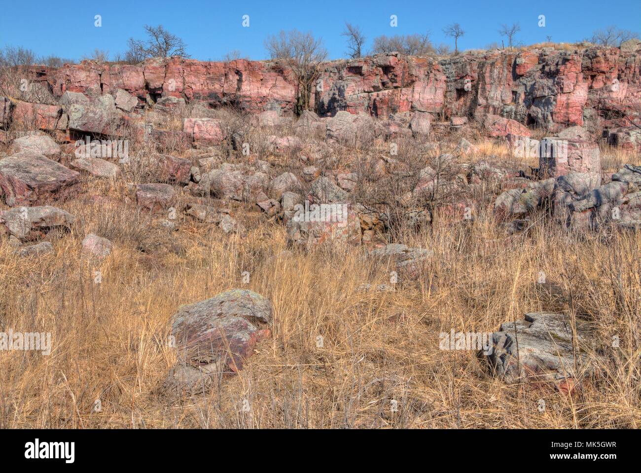 Pipestone National Monument è parte del Parco Nazionale di sistema. Esso si trova a sud-ovest del Minnesota e conserva un tipo di roccia che locale nativi Foto Stock