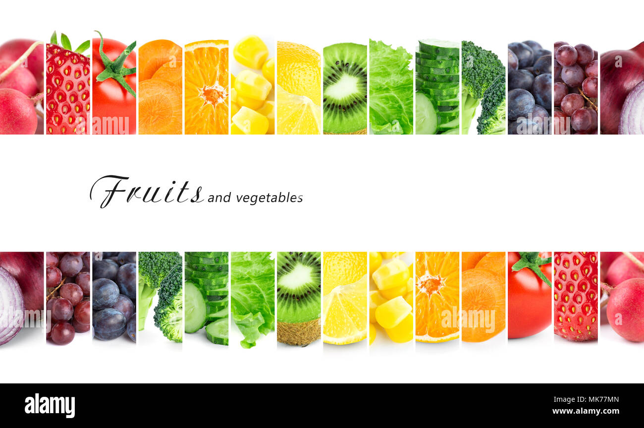 Colore fresco frutta e verdura. Cibo sano concetto Foto Stock