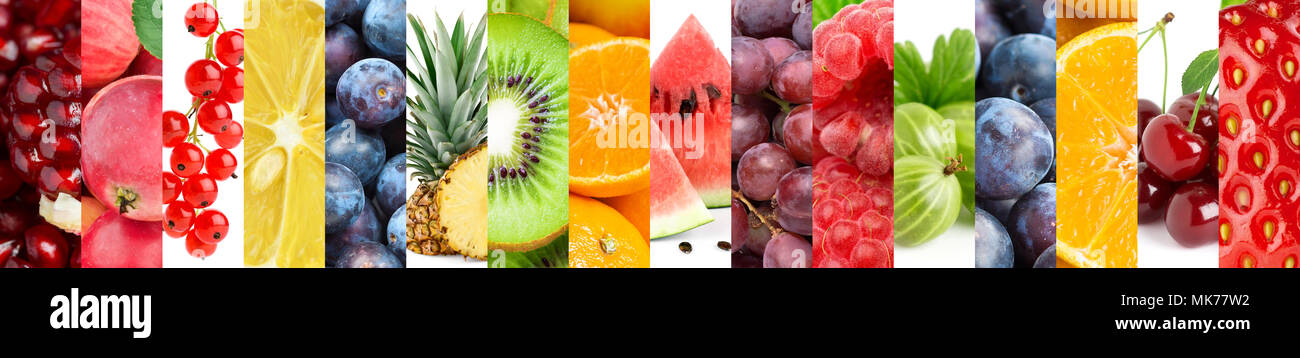 Raccolta di frutti. Sfondo di colore fresco il cibo Foto Stock