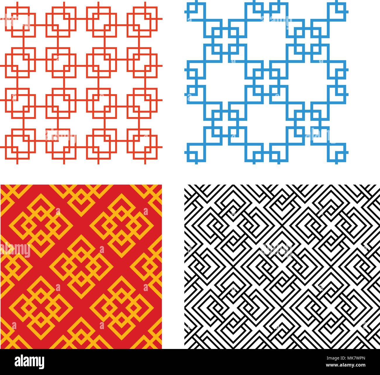 Seamless modello Cinese in stile geometrico vettoriale Illustrazione Vettoriale