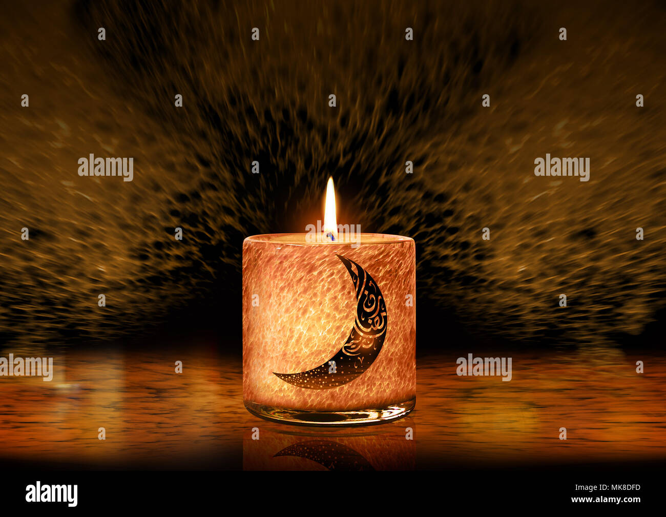 Candela incandescente per celebrare occasioni, il Ramadan greeting card Foto Stock