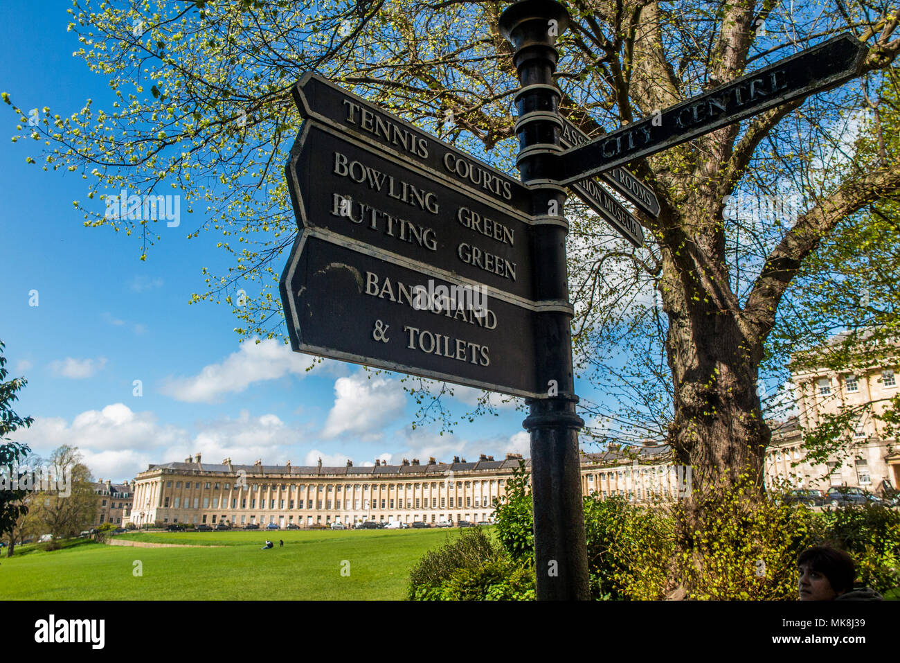 Vecchia segnaletica nelle città storica di Bath Foto Stock