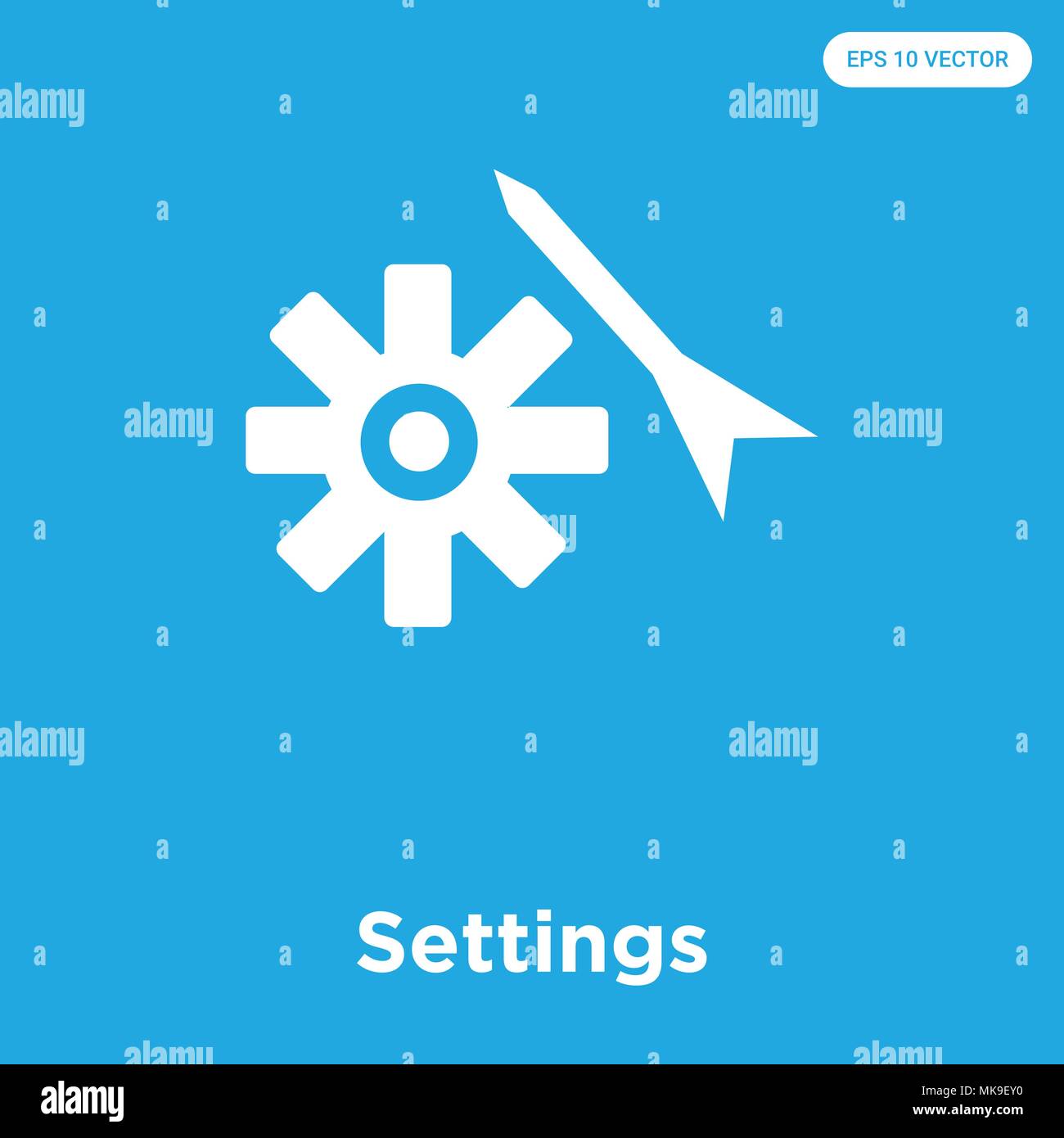 Impostazioni icona vettore isolato su sfondo blu, simbolo e segno Illustrazione Vettoriale