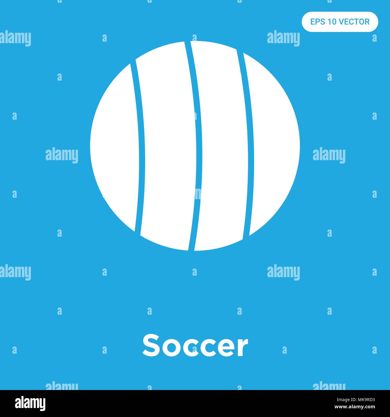 Soccer Icona vettore isolato su sfondo blu, simbolo e segno Illustrazione Vettoriale