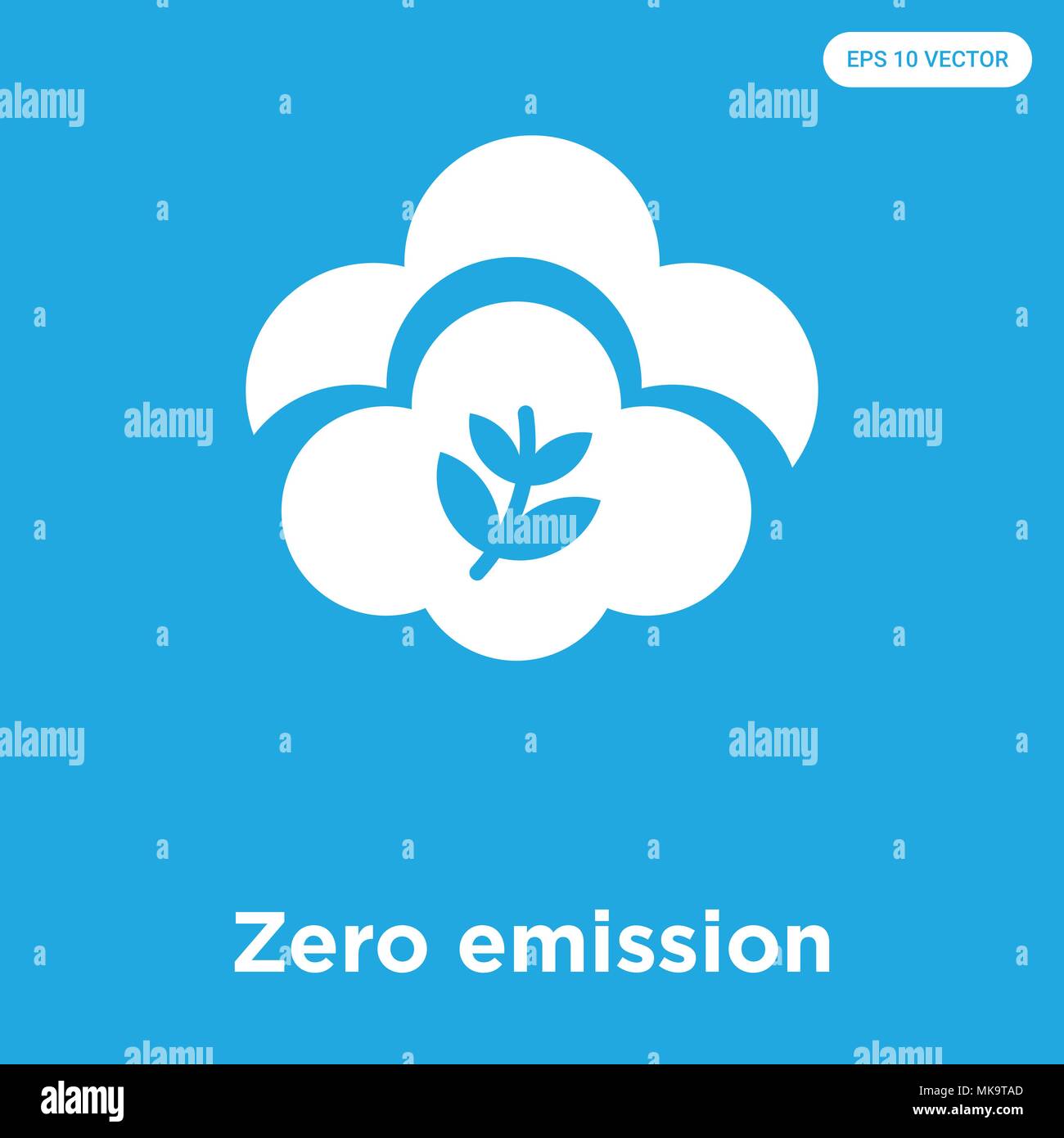 Zero emissioni icona vettore isolato su sfondo blu, simbolo e segno Illustrazione Vettoriale