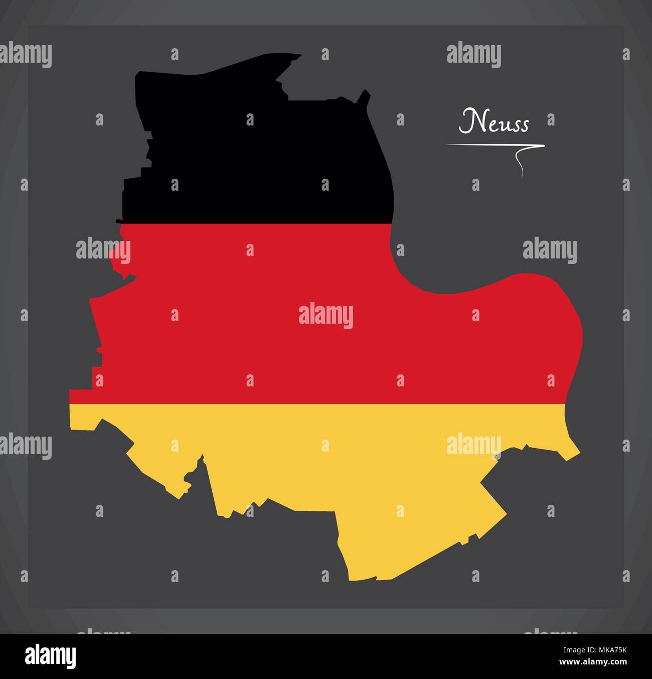 Neuss mappa tedesco con bandiera nazionale illustrazione Illustrazione Vettoriale