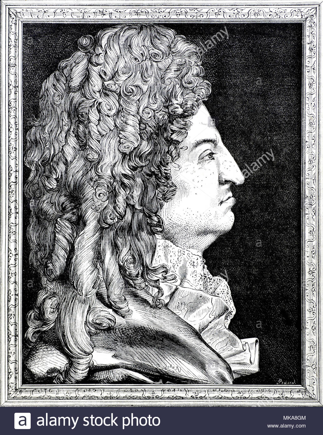 Luigi XIV di Francia ritratto, 1638 - 1715, regnò come Re di Francia dal 1643 fino alla sua morte nel 1715, antichi illustrazione circa dal 1880 Foto Stock