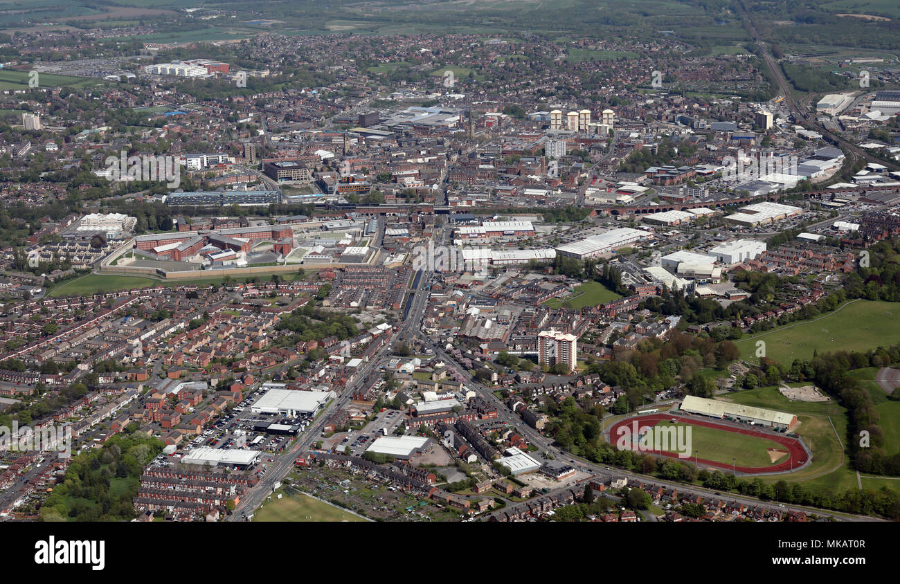 Vista aerea della città di Wakefield skyline del centro Foto Stock