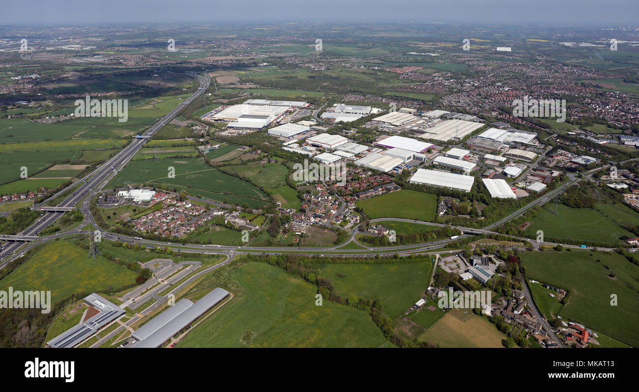 Vista aerea di Wakefield 41 industrial estate West Yorkshire Foto Stock
