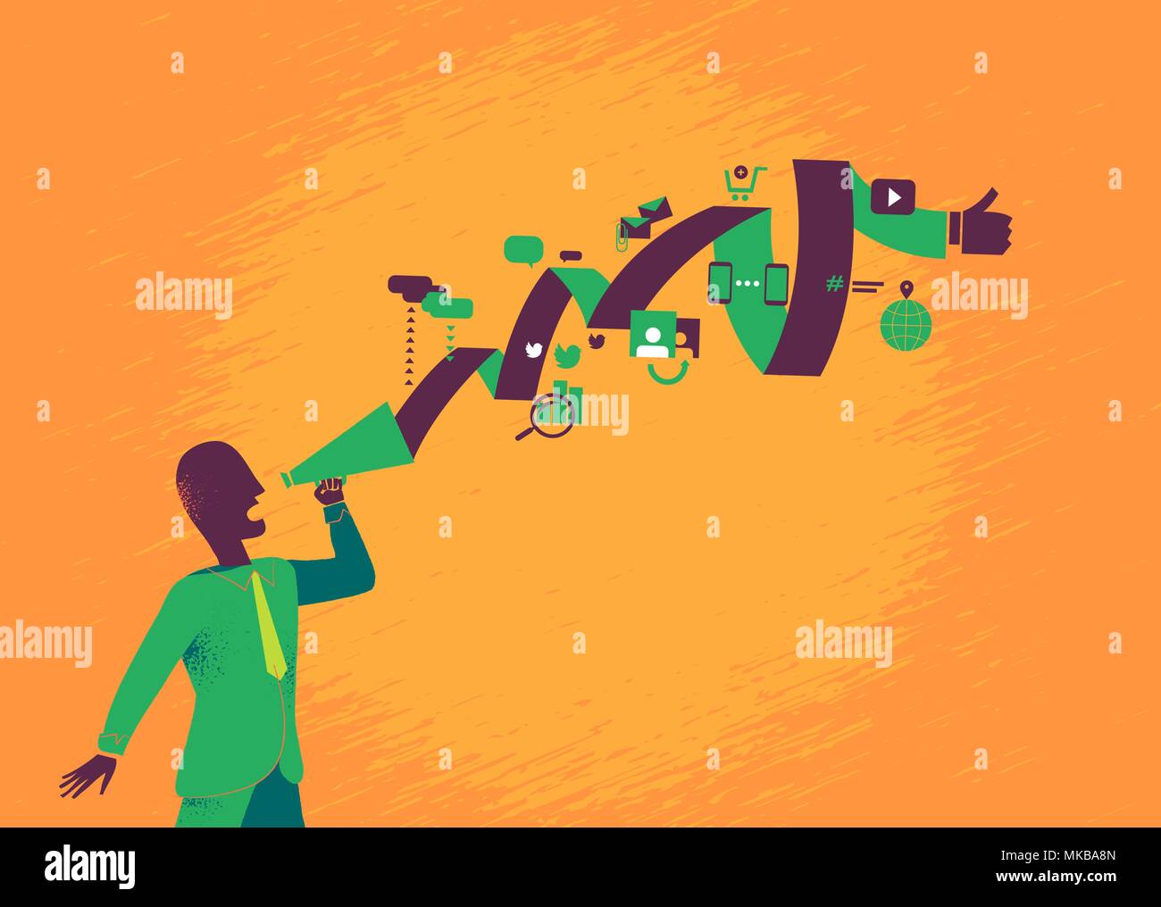 Digital stratega lanciare una grande campagne di web marketing Illustrazione Vettoriale