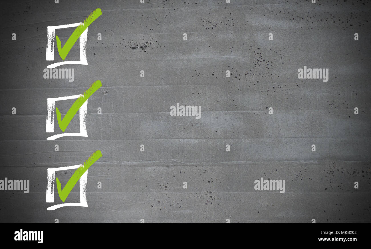 Elenco di controllo sul concetto concreto. Foto Stock