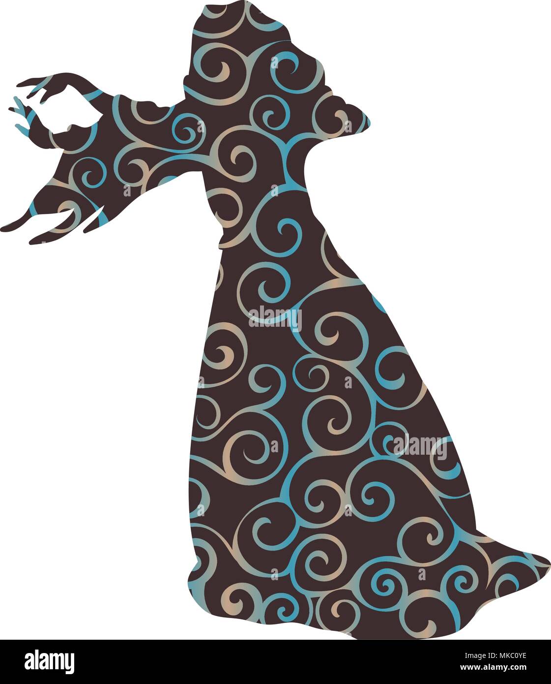 La stregoneria strega pattern magica fantasia silhouette Illustrazione Vettoriale