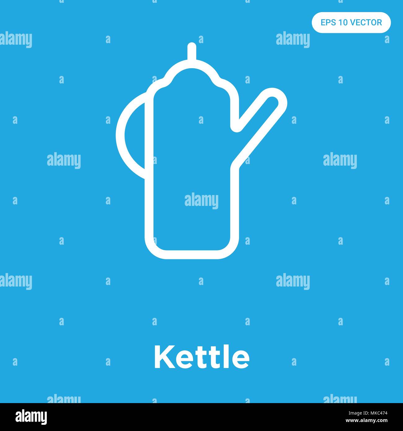 Bollitore icona vettore isolato su sfondo blu, simbolo e segno Illustrazione Vettoriale