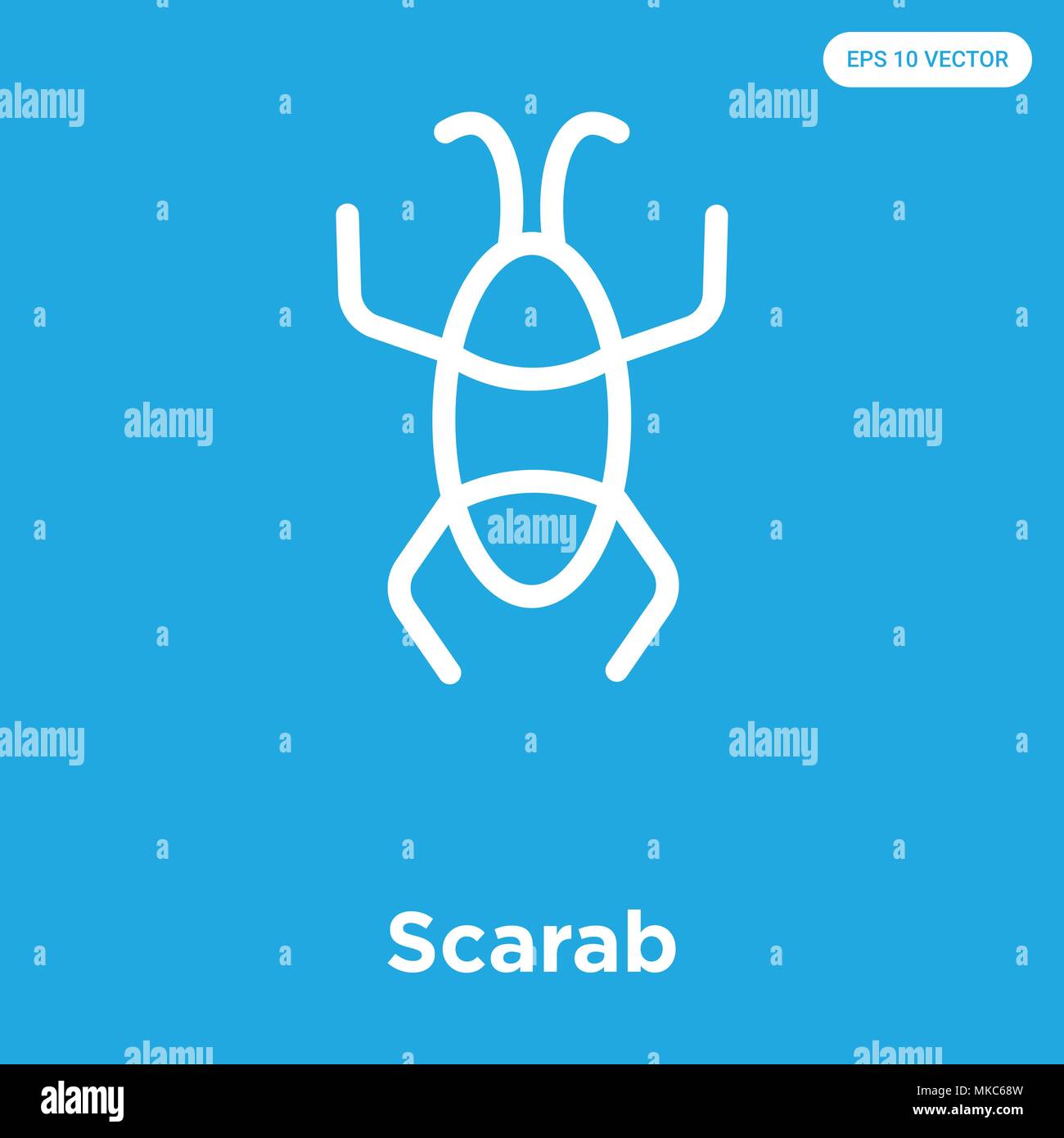 Scarabeo icona vettore isolato su sfondo blu, simbolo e segno Illustrazione Vettoriale