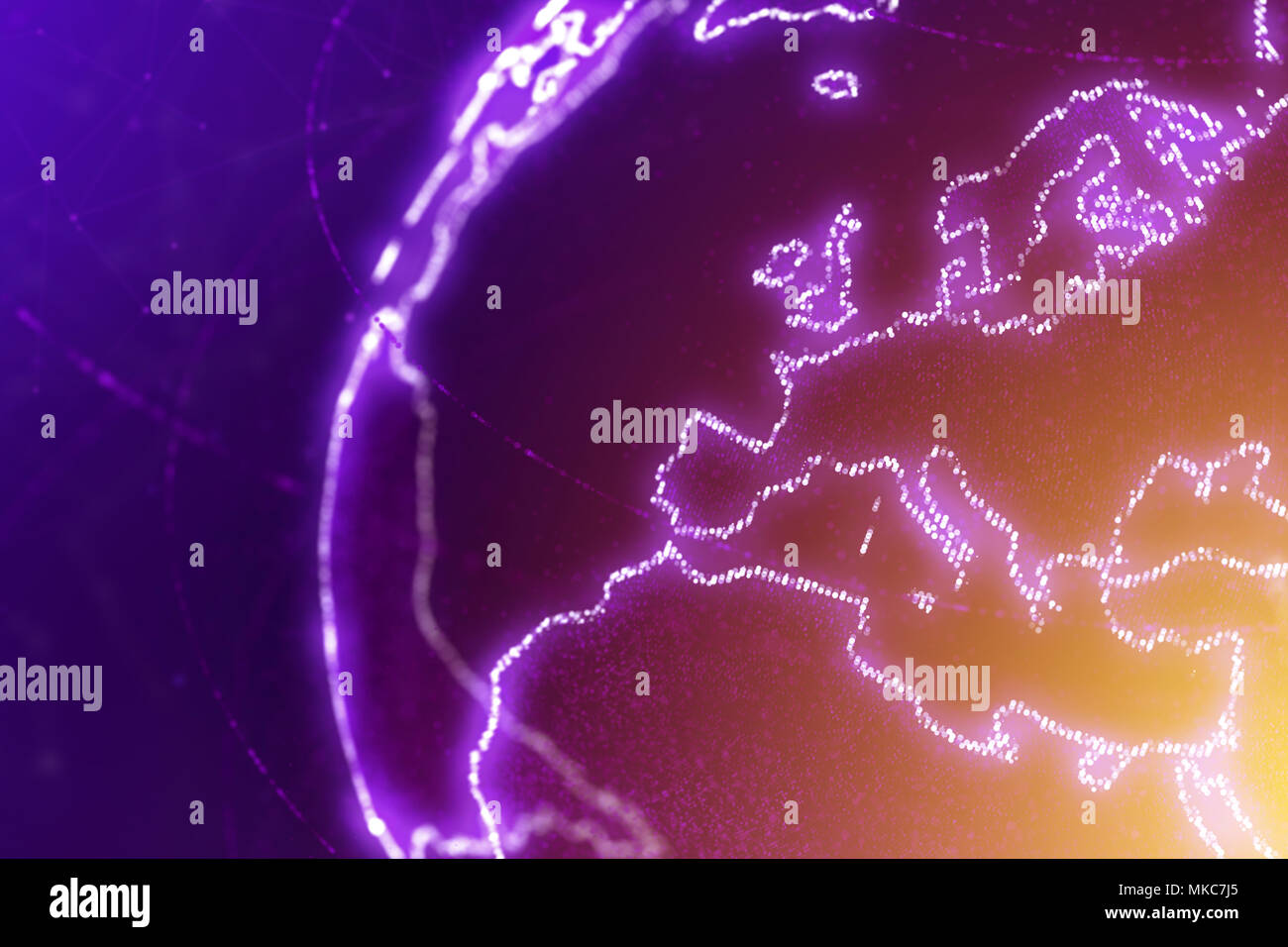 Continente Europa,sezione della mappa del mondo, illustrazione astratta Foto Stock