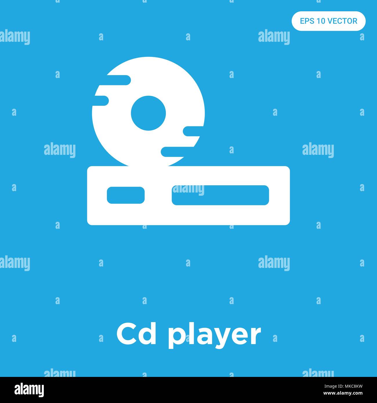Lettore Cd icona vettore isolato su sfondo blu, simbolo e segno Illustrazione Vettoriale