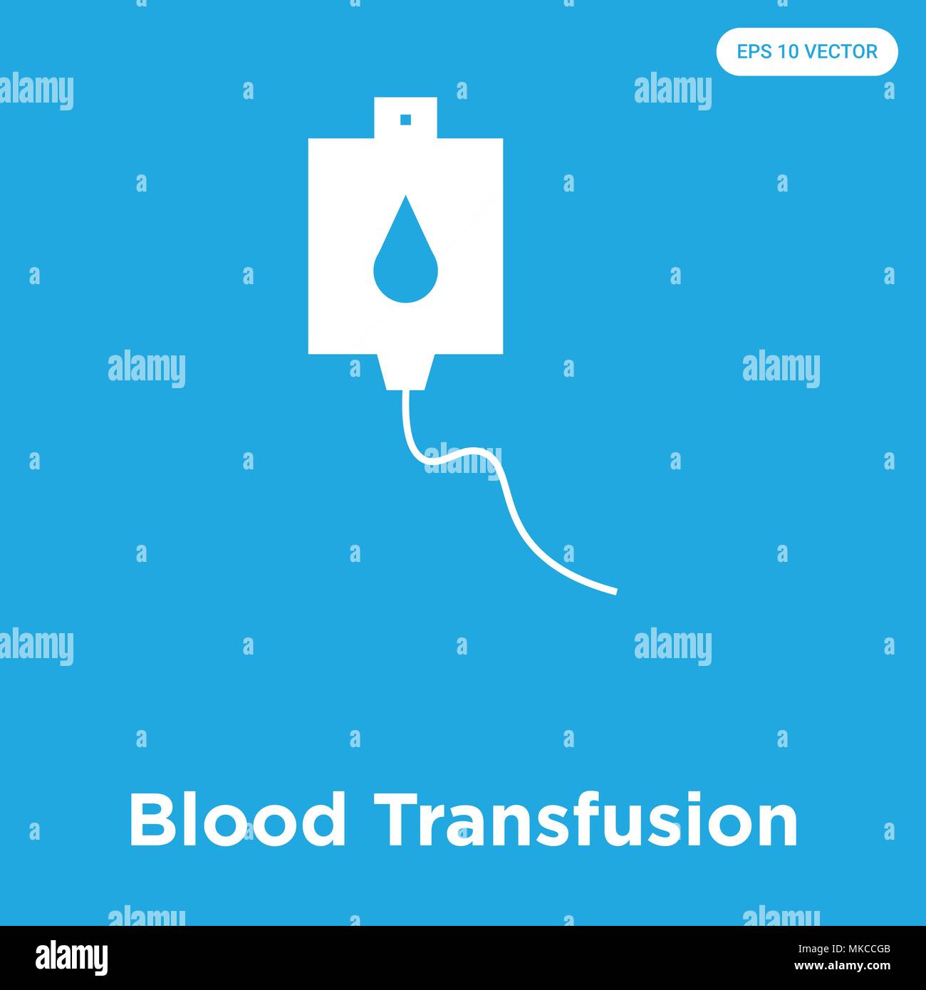 La trasfusione di sangue icona vettore isolato su sfondo blu, simbolo e segno Illustrazione Vettoriale