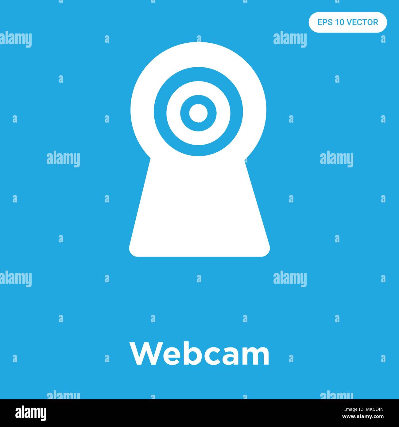 Webcam icona vettore isolato su sfondo blu, simbolo e segno Illustrazione Vettoriale