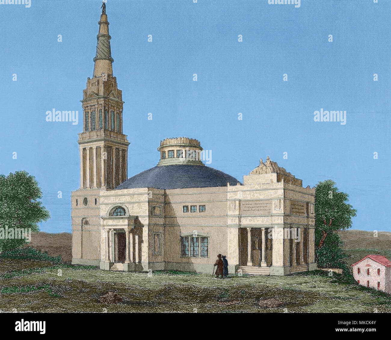 Chiesa Episcopale di Richmond (Virginia, Stati Uniti) nel XVIII secolo. Incisione, 1837. Foto Stock