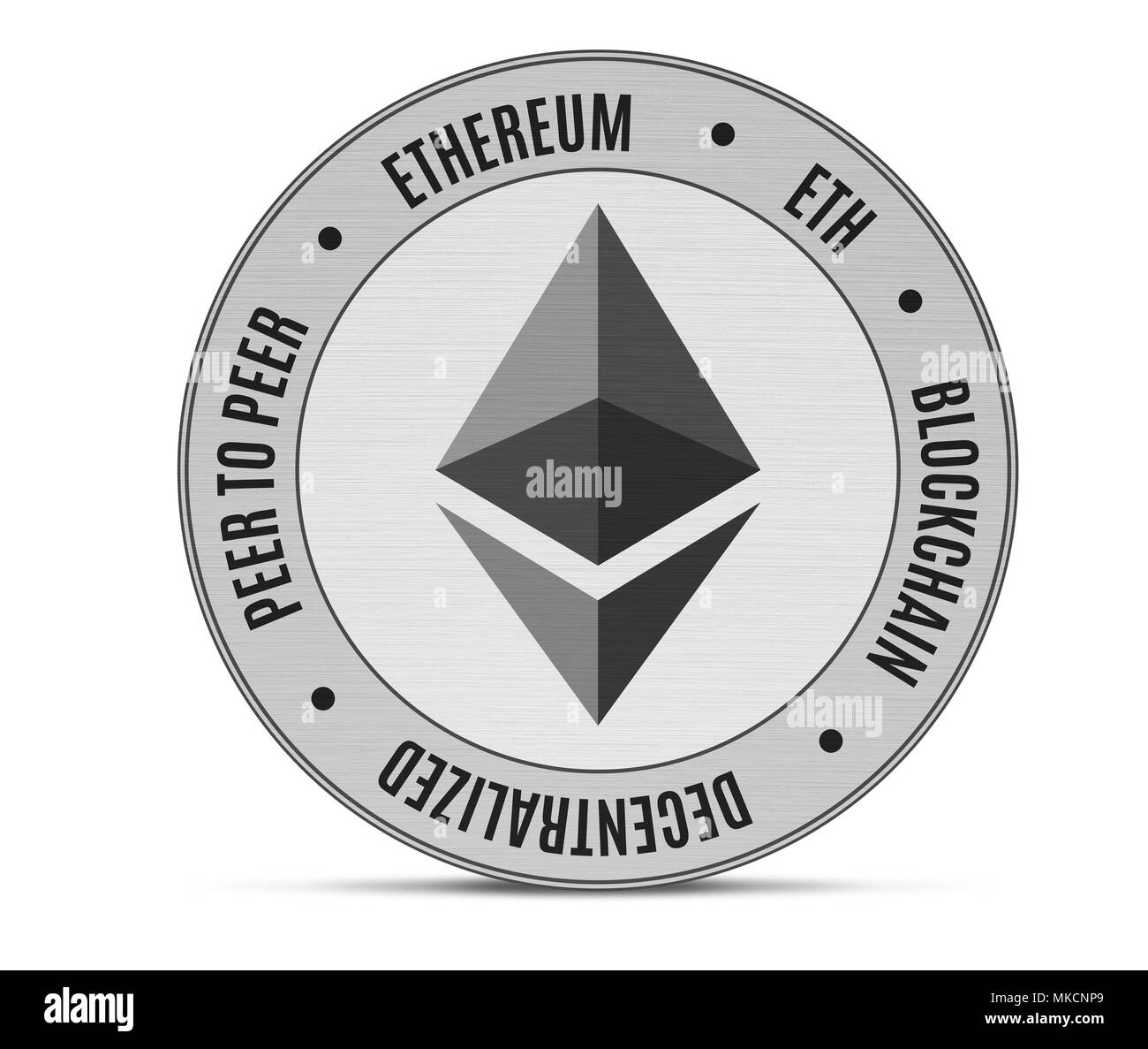 Ethereum coin isolato. Crypto-valuta il sistema bancario e finanziario del concetto. Foto Stock