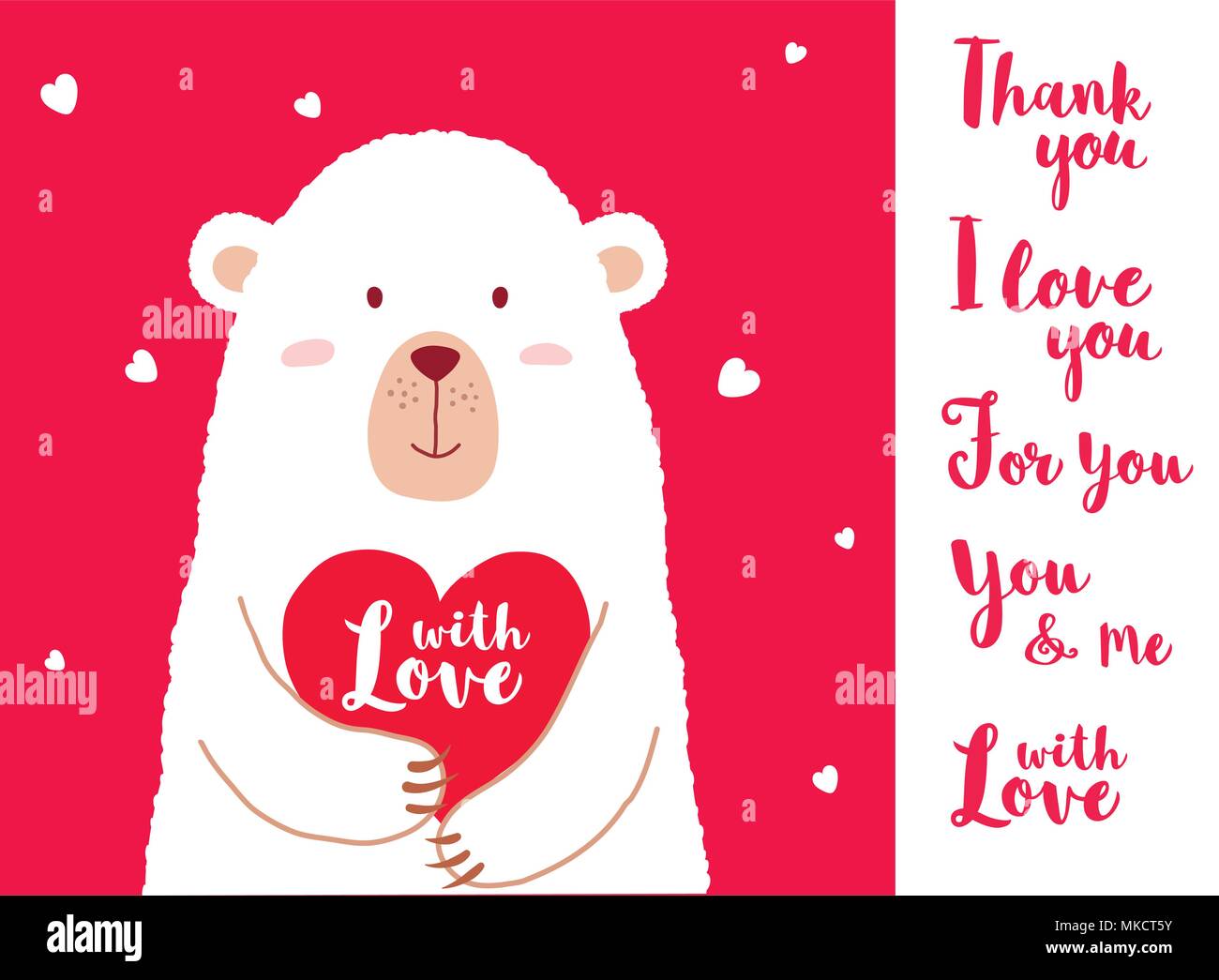 Illustrazione Vettoriale di Cartoon carino sostenere tenendo il cuore e scritto a mano le frasi per san valentino card cartelloni, t-shirt stampe, biglietti d'auguri. Valentin Illustrazione Vettoriale