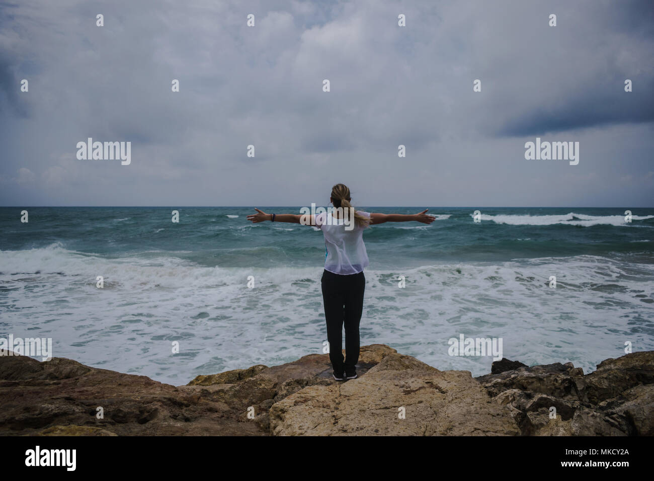 Avere un buon tempo con gli amici in viaggio Foto Stock