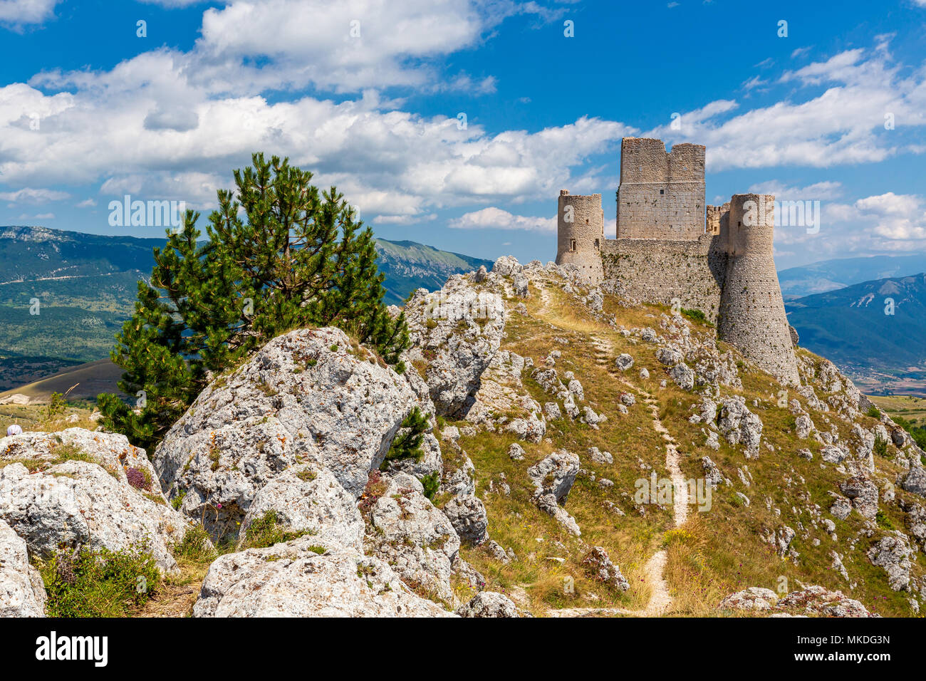 Castello Rocca Calascio, Gran Sasso, Abruzzo, Italia Foto Stock