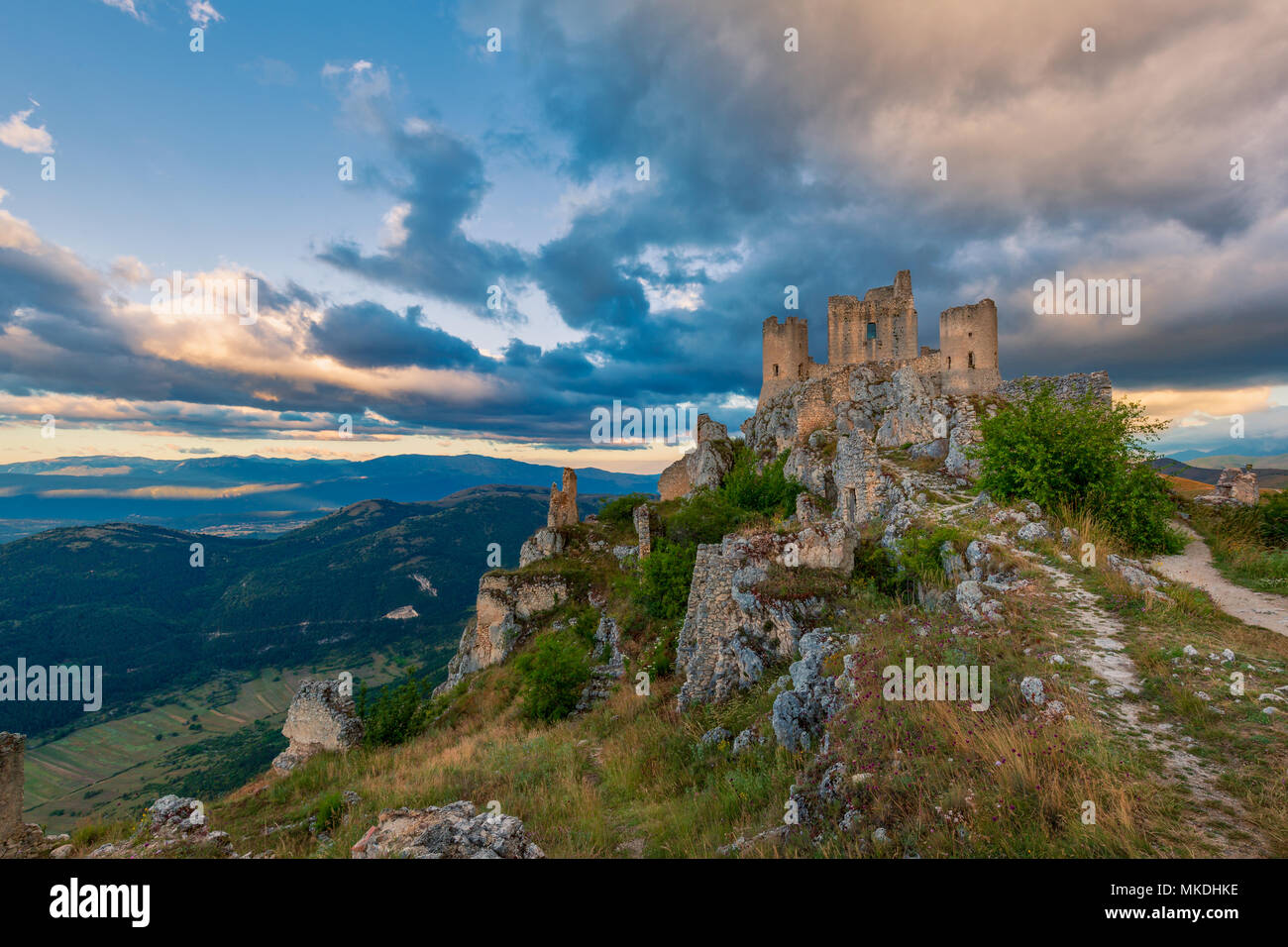 Castello Rocca Calascio, Gran Sasso, Abruzzo, Italia Foto Stock