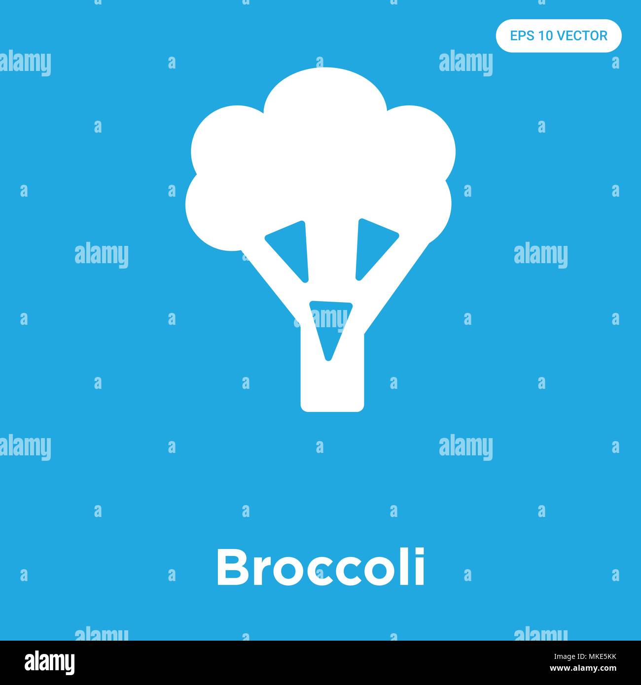 Broccoli icona vettore isolato su sfondo blu, simbolo e segno Illustrazione Vettoriale