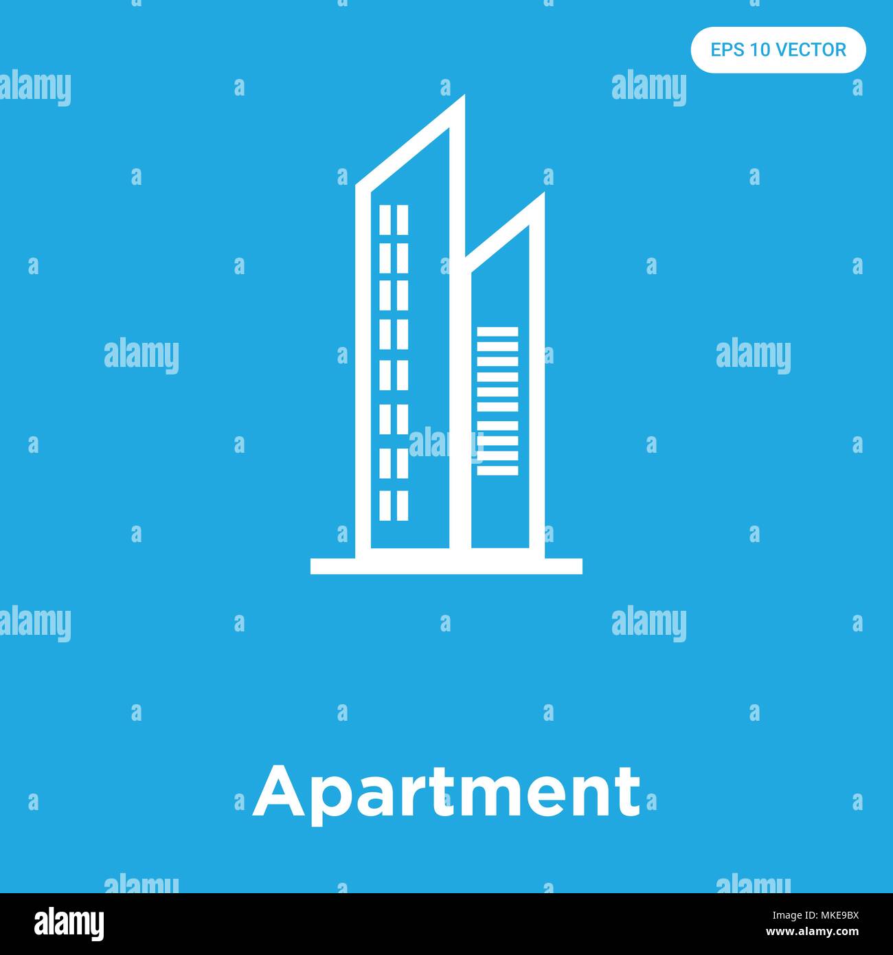 Appartamento icona vettore isolato su sfondo blu, simbolo e segno Illustrazione Vettoriale