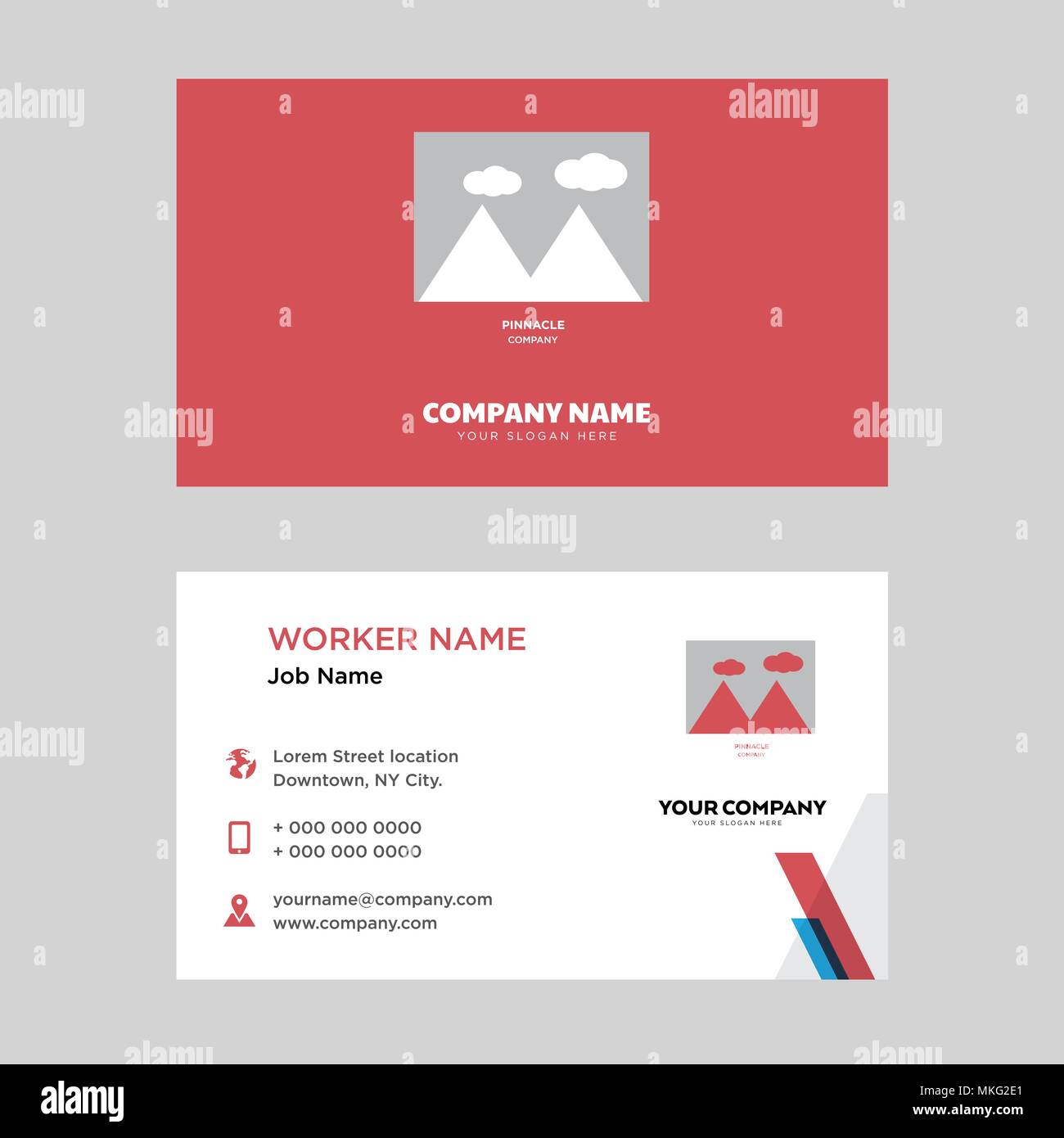 Pinnacle business card modello di progettazione, visita per la vostra azienda, moderna identità orizzontale vettore scheda Illustrazione Vettoriale